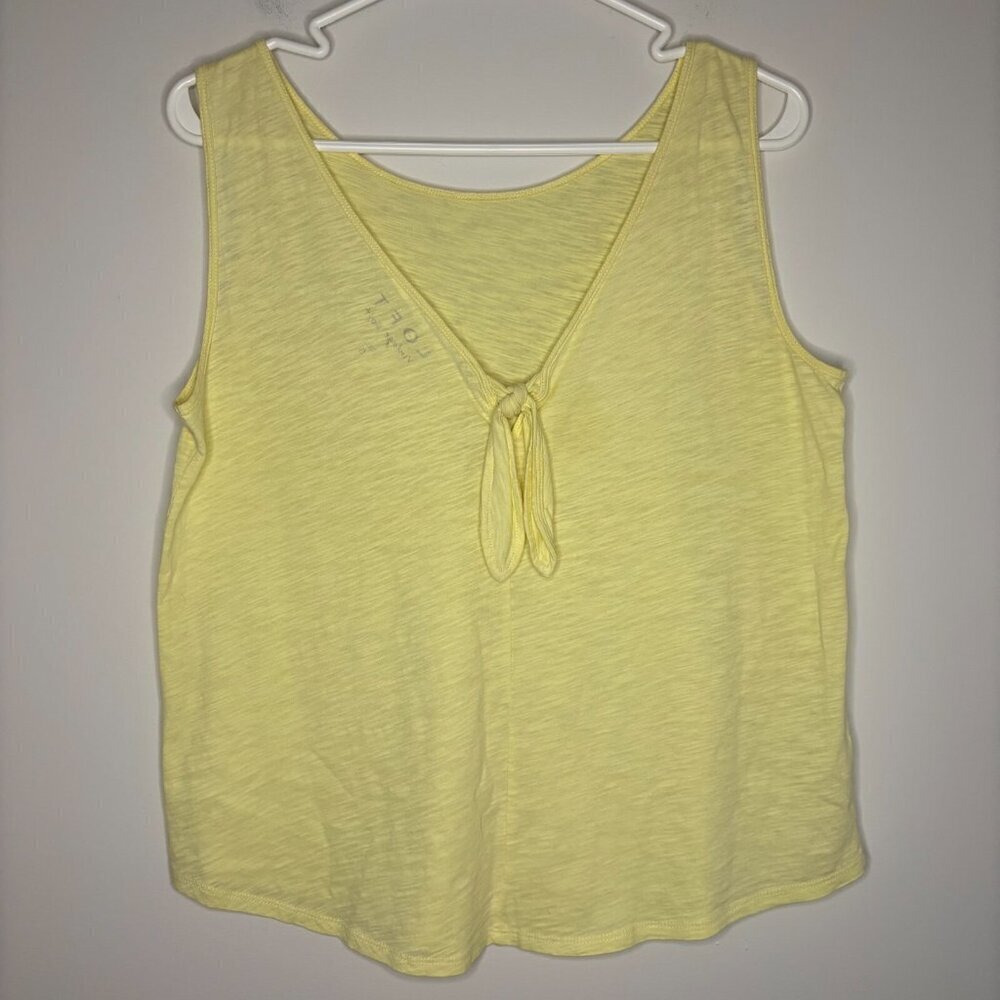 LOFT VINTAGE SOFT Tank Top S Women Sleeveless Yellow Back V-Neck Tie